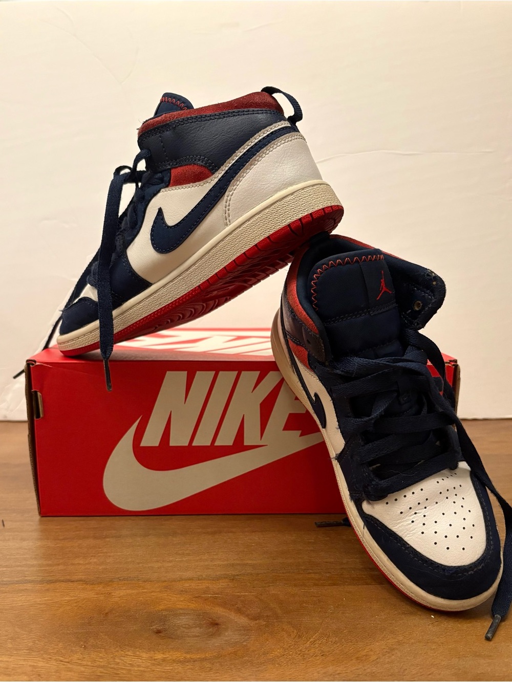 Jordan Kids Mid-Top Sneakers - Navy/White/Red